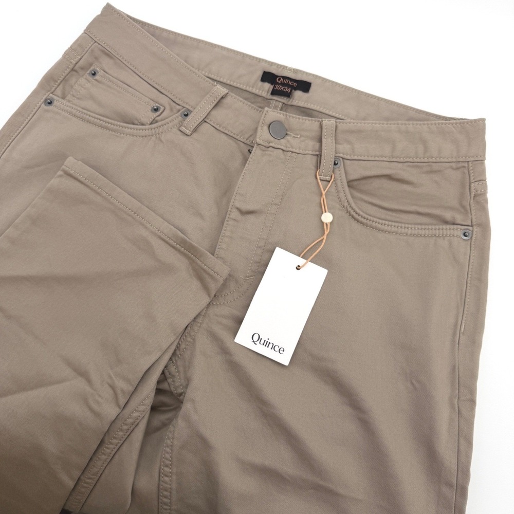 Quince Traveler 5-Pocket Pants Mens 30x33 (Tag 30x34) Sand Cotton Stretch NEW